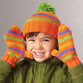 Patons Knit Striped Basic Hat & Mittens