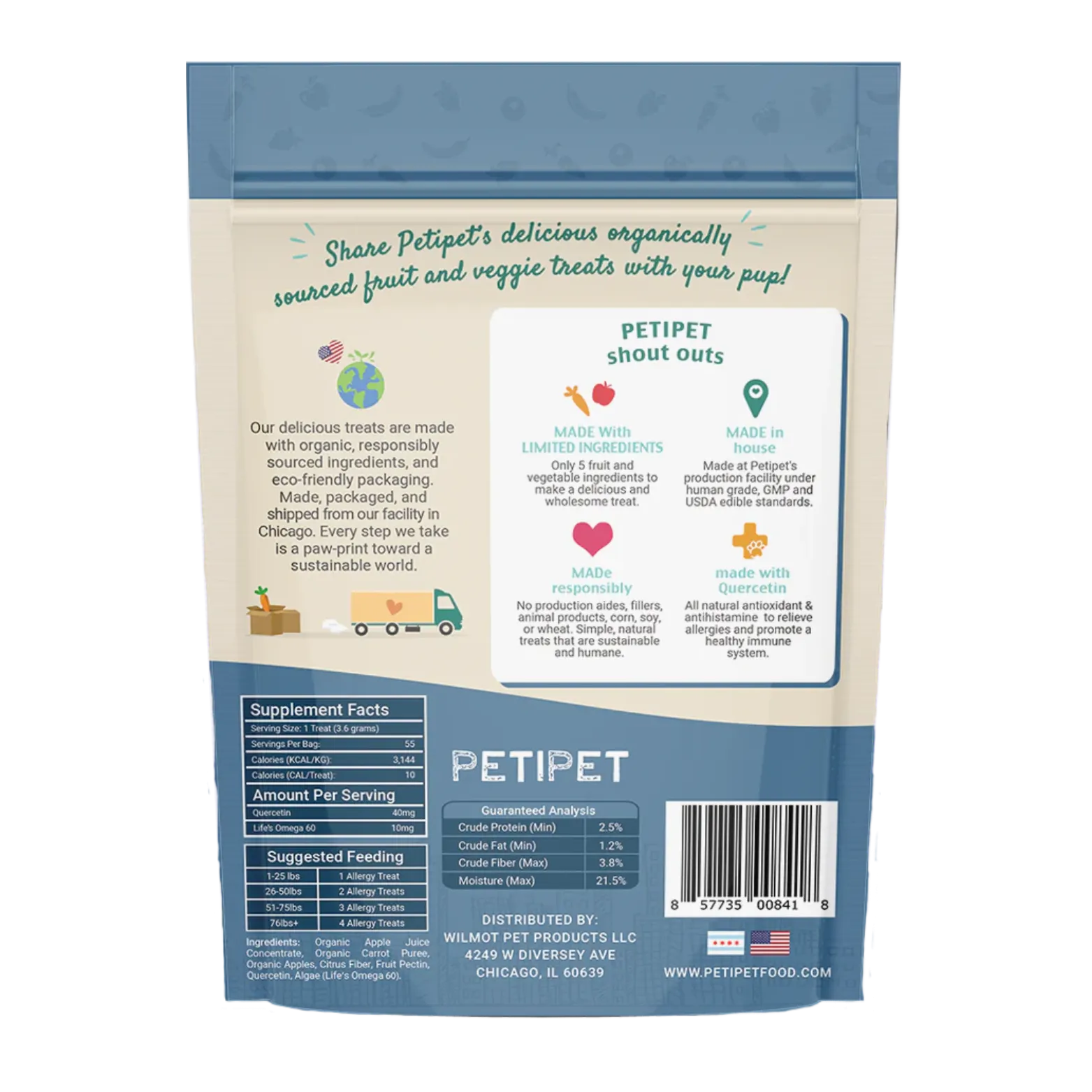 Petipet Allergy   Immunity with Quercetin & Omega 3 Apple & Carrot Flavored Soft Chew Allergy Supplement for Dogs, 7-oz bag