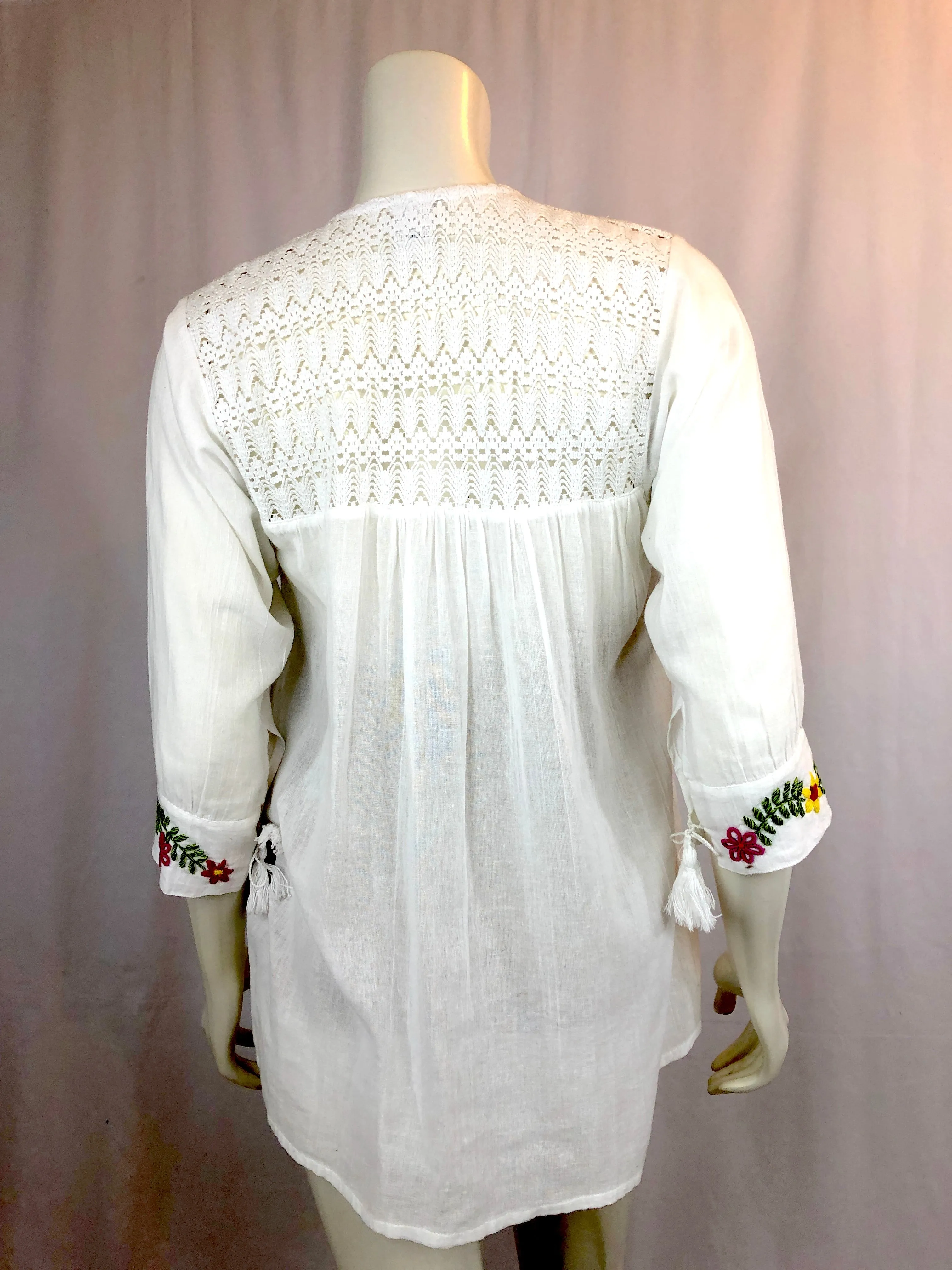 Pilar Fine Florals White Tunic