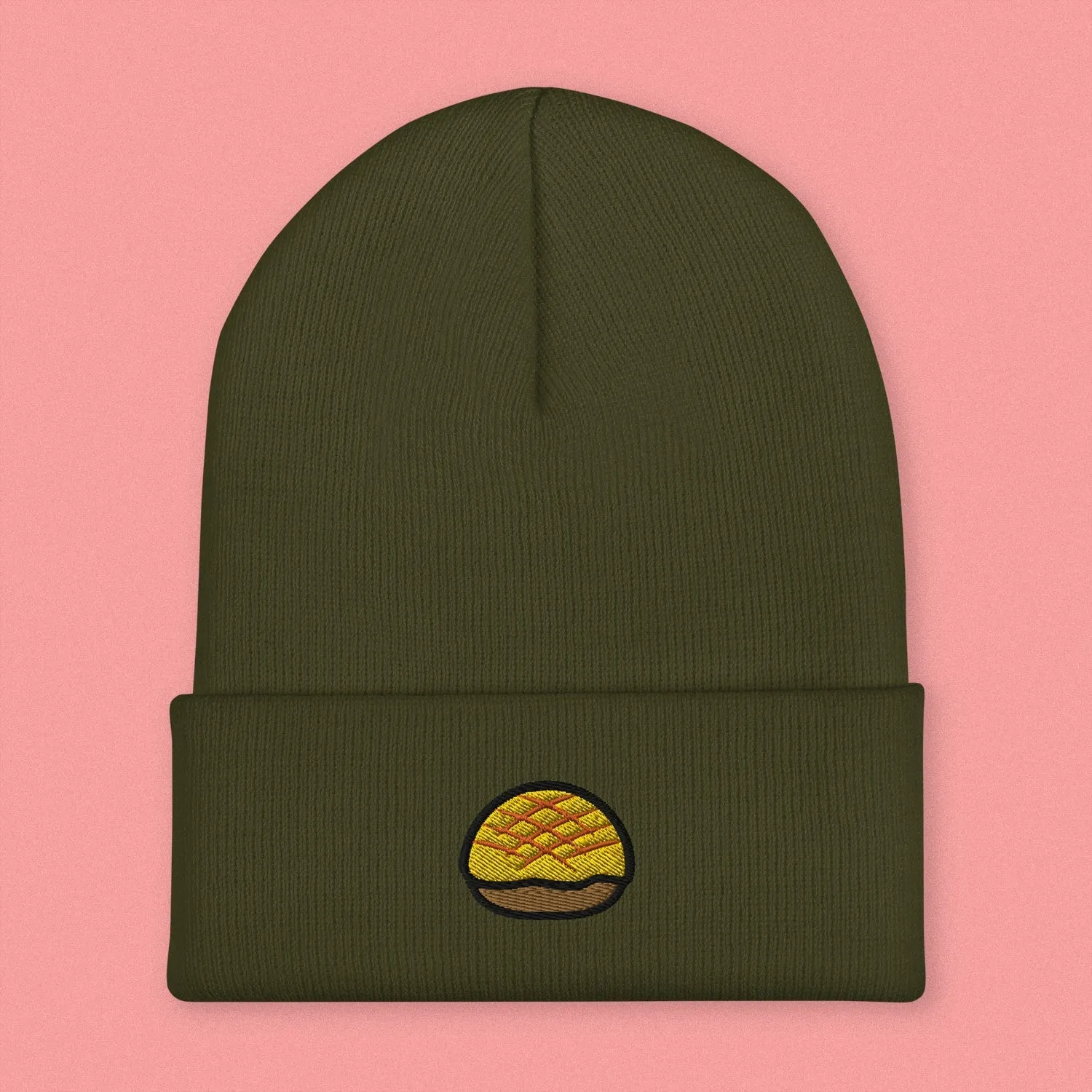 Pineapple Bun Embroidered Beanie