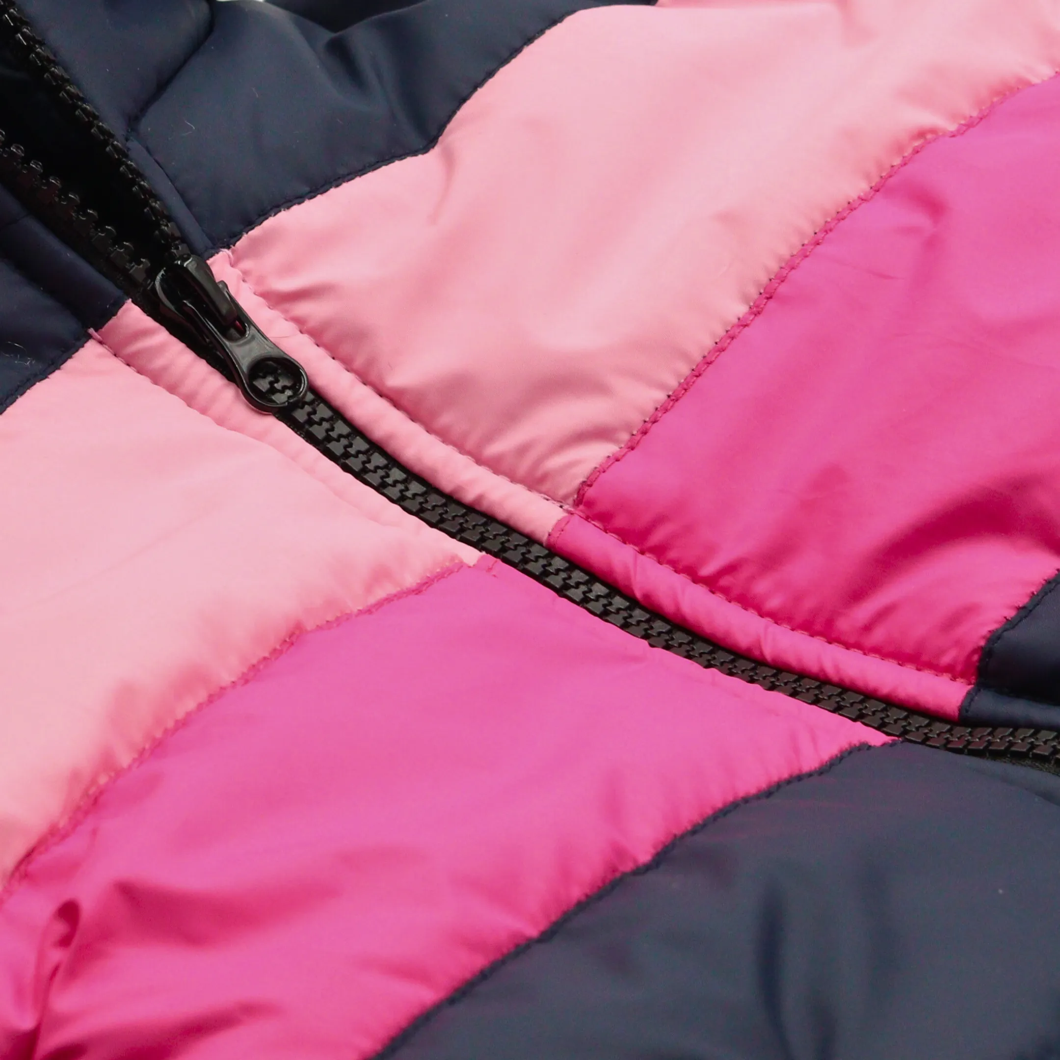 Pink Contrast Puffer Hooded Jacket