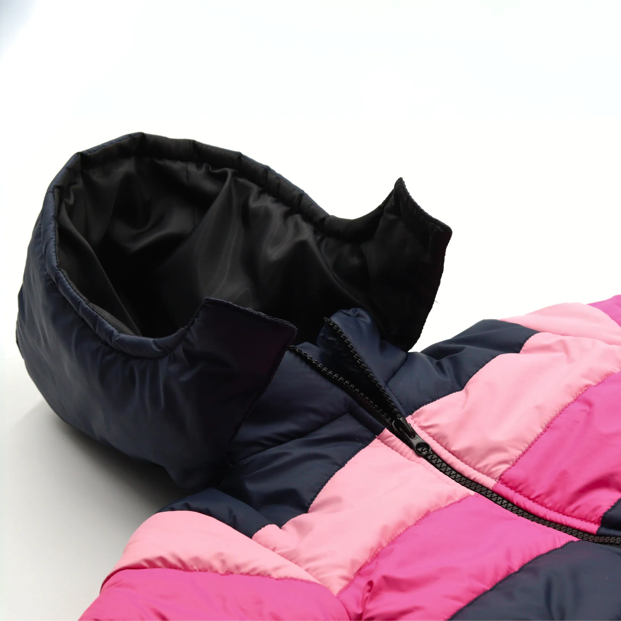 Pink Contrast Puffer Hooded Jacket