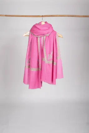 Pink Shawls, Handcrafted Cashmere Shawls, Ring Wraps, Soft Scarves, Kashmir Pashmina, Special Presents, 40x80" - SIRAJGANJ