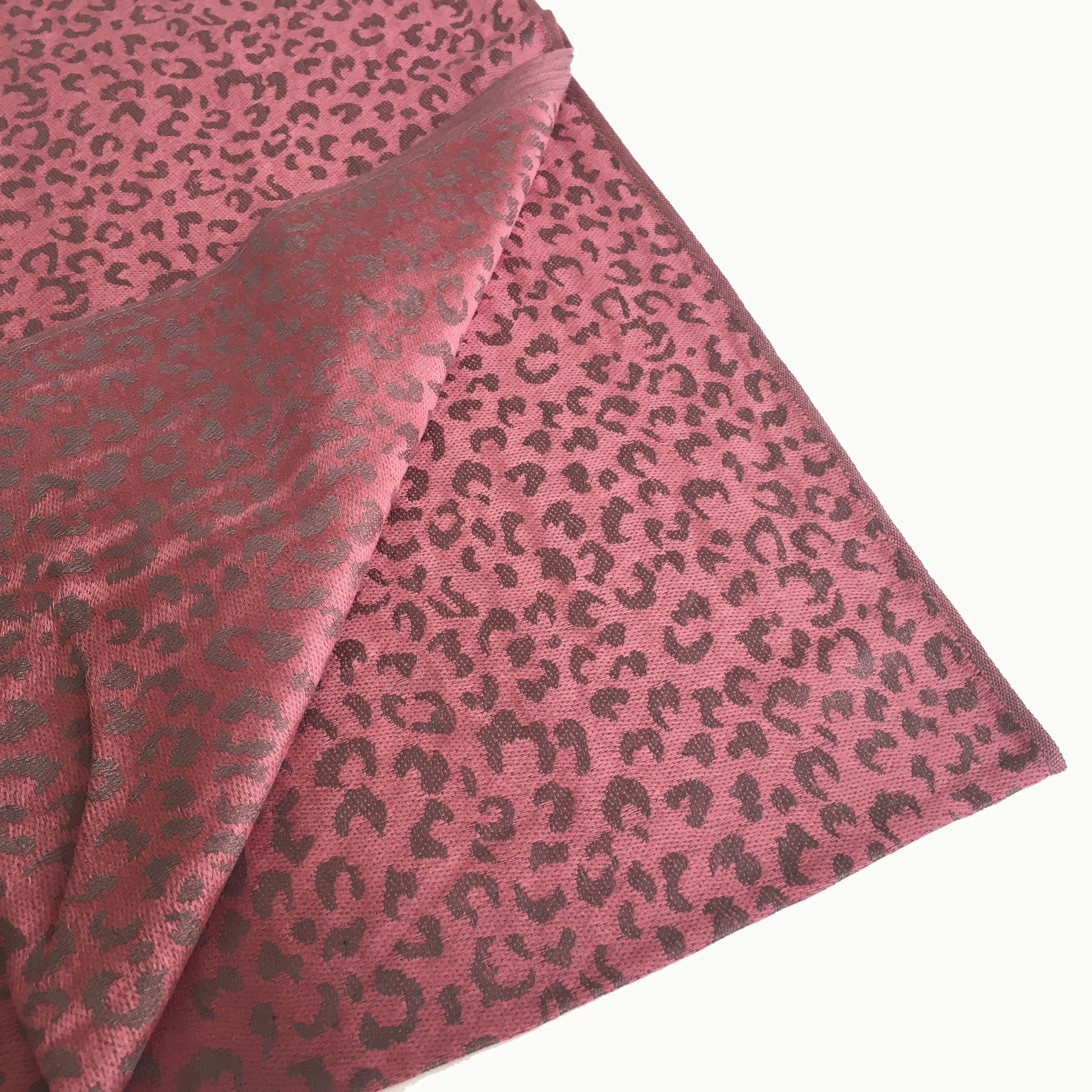 PINK SMALL LEOPARD PRINT REVERSIBLE PASHMINA SHAWL SCARF