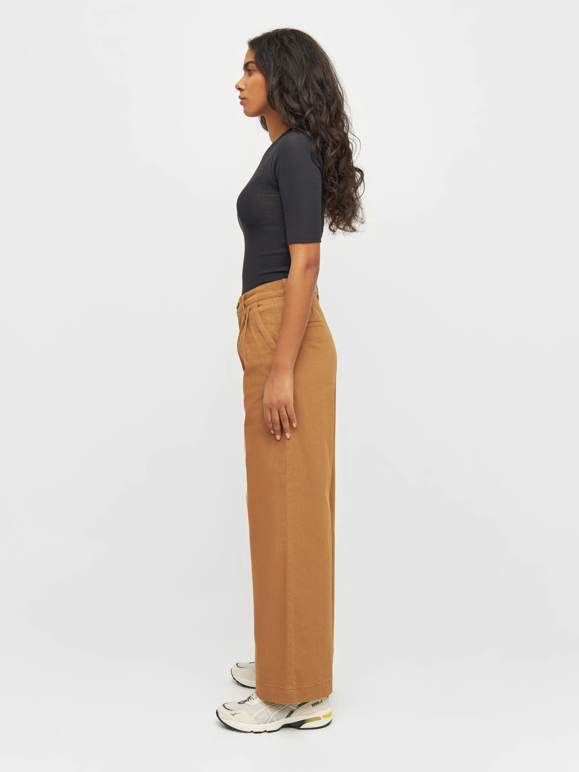 POSEY wide high-rise twill pants - Brown Sugar