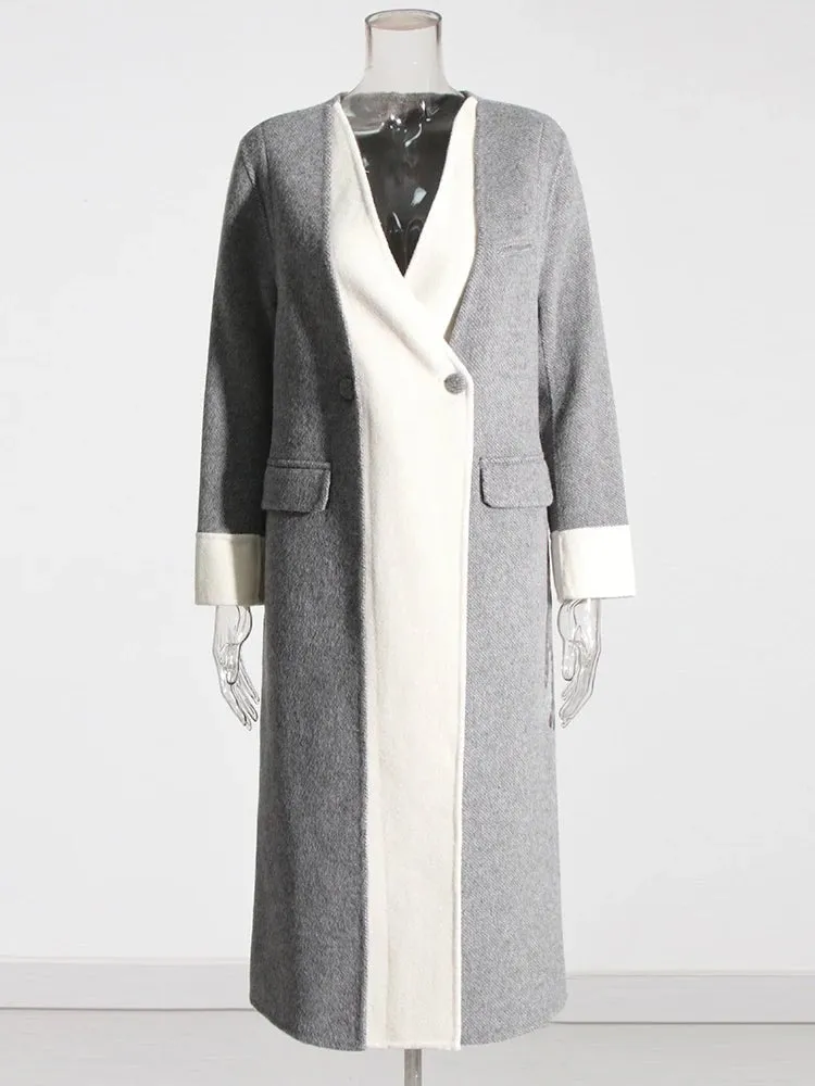 Pre Order:  Dual Tone Woolen Shawl   Coat