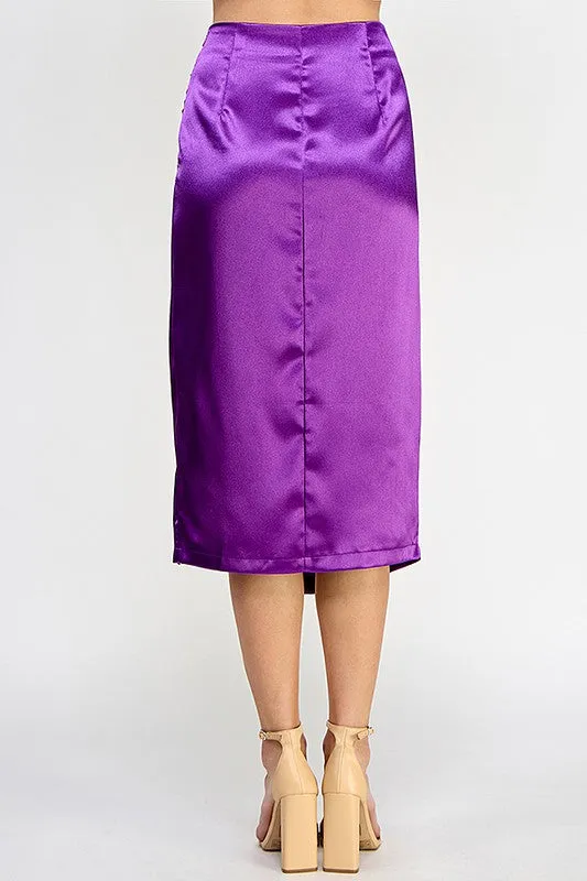 Purple Asymmetrical Hem Midi Skirt