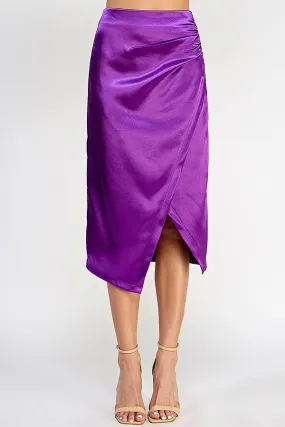 Purple Asymmetrical Hem Midi Skirt