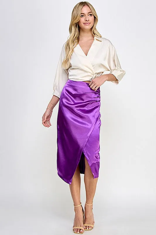 Purple Asymmetrical Hem Midi Skirt