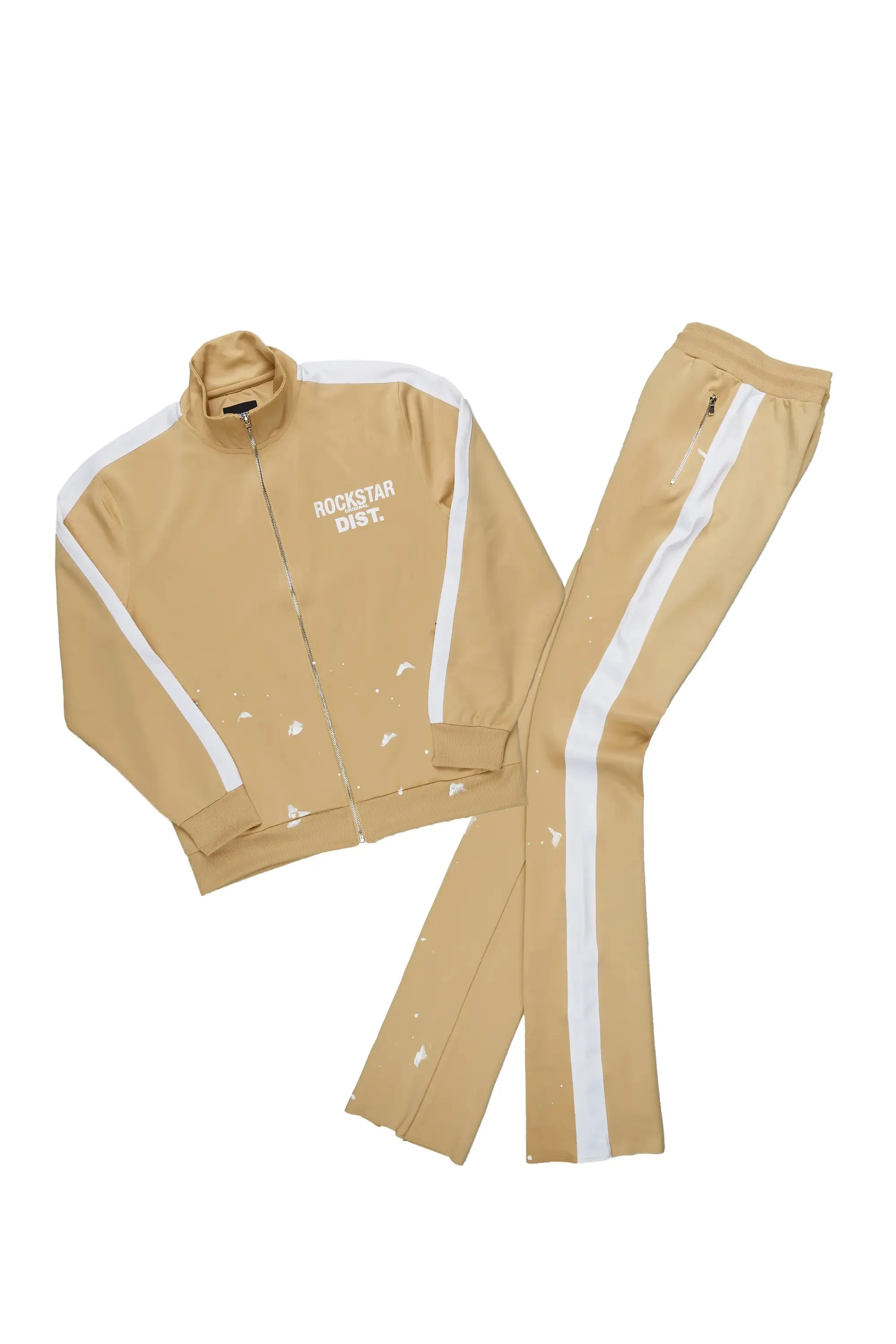 Raffer Beige/White Super Stacked Tricot Track Set