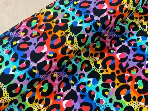 Rainbow Carnival Leopard Print Cotton Jersey Fabric