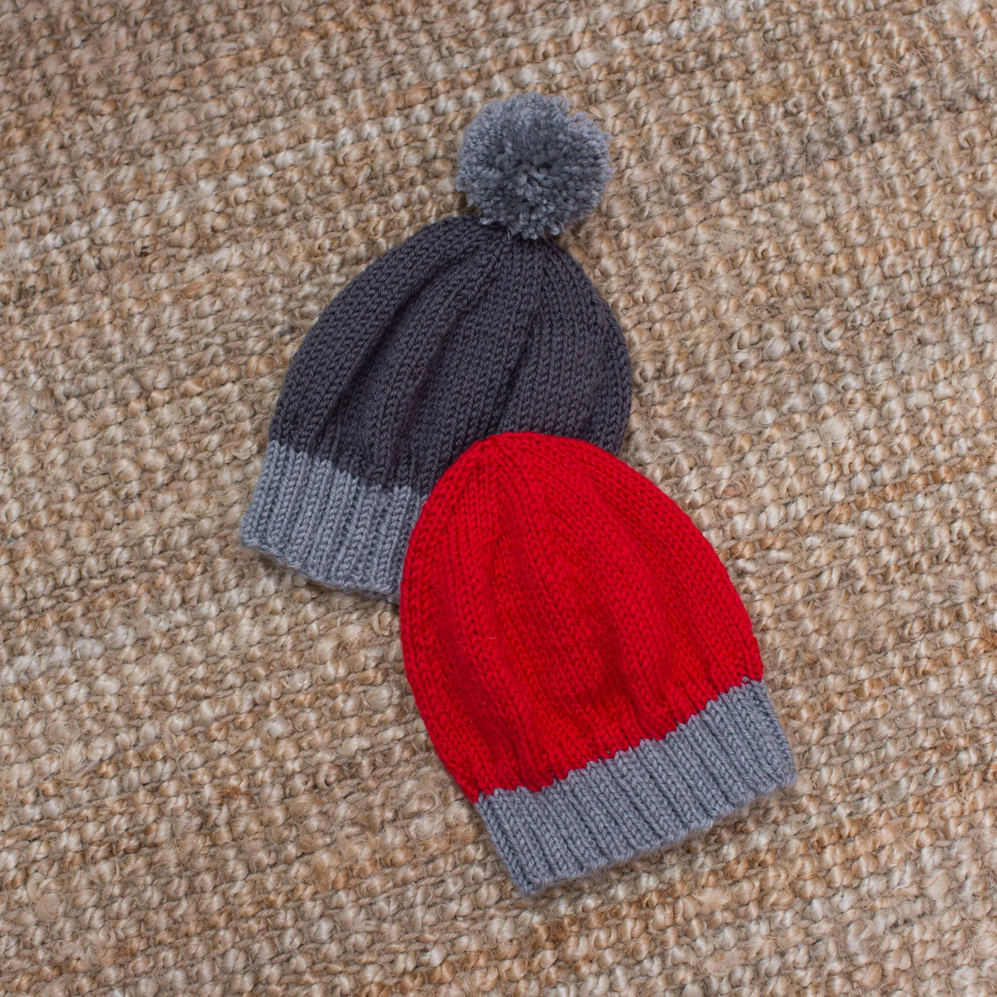 Red Heart Knit Two-Tone Kids' Hats