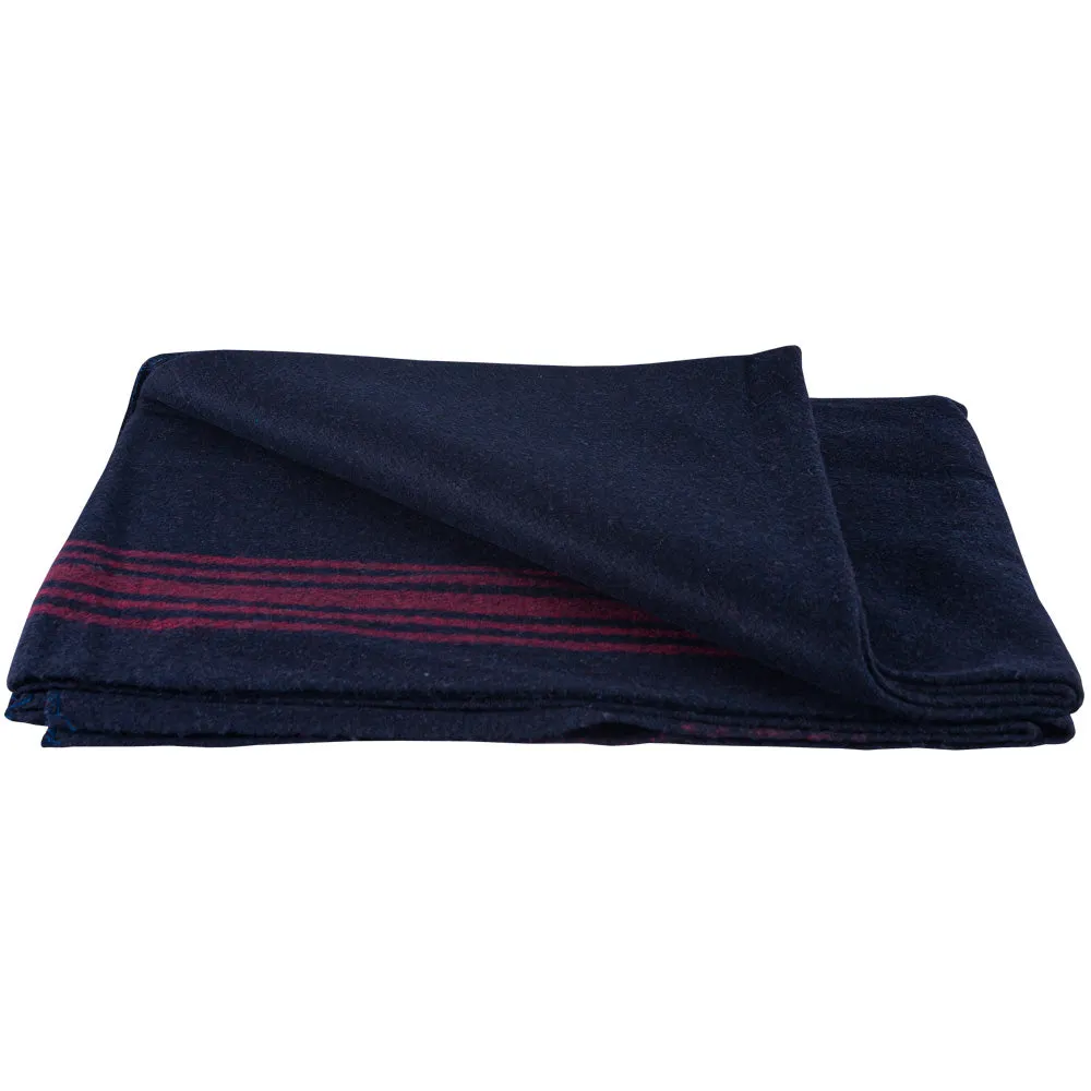 Red Striped Navy Wool Blanket