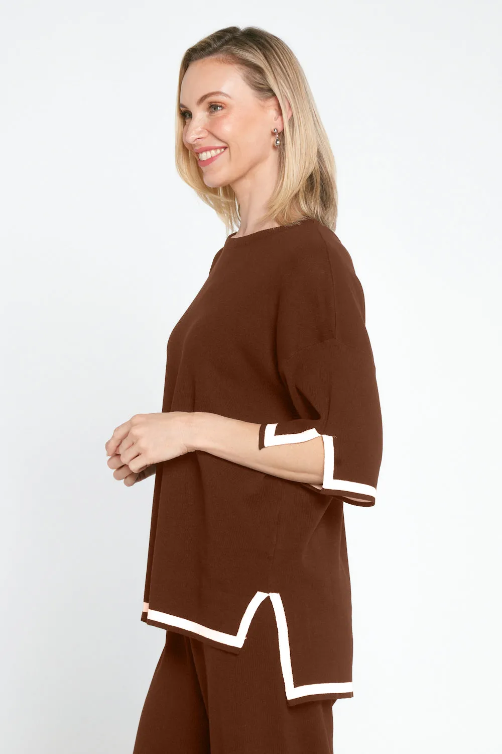 Regina Knit Top and Pant Set - Brown