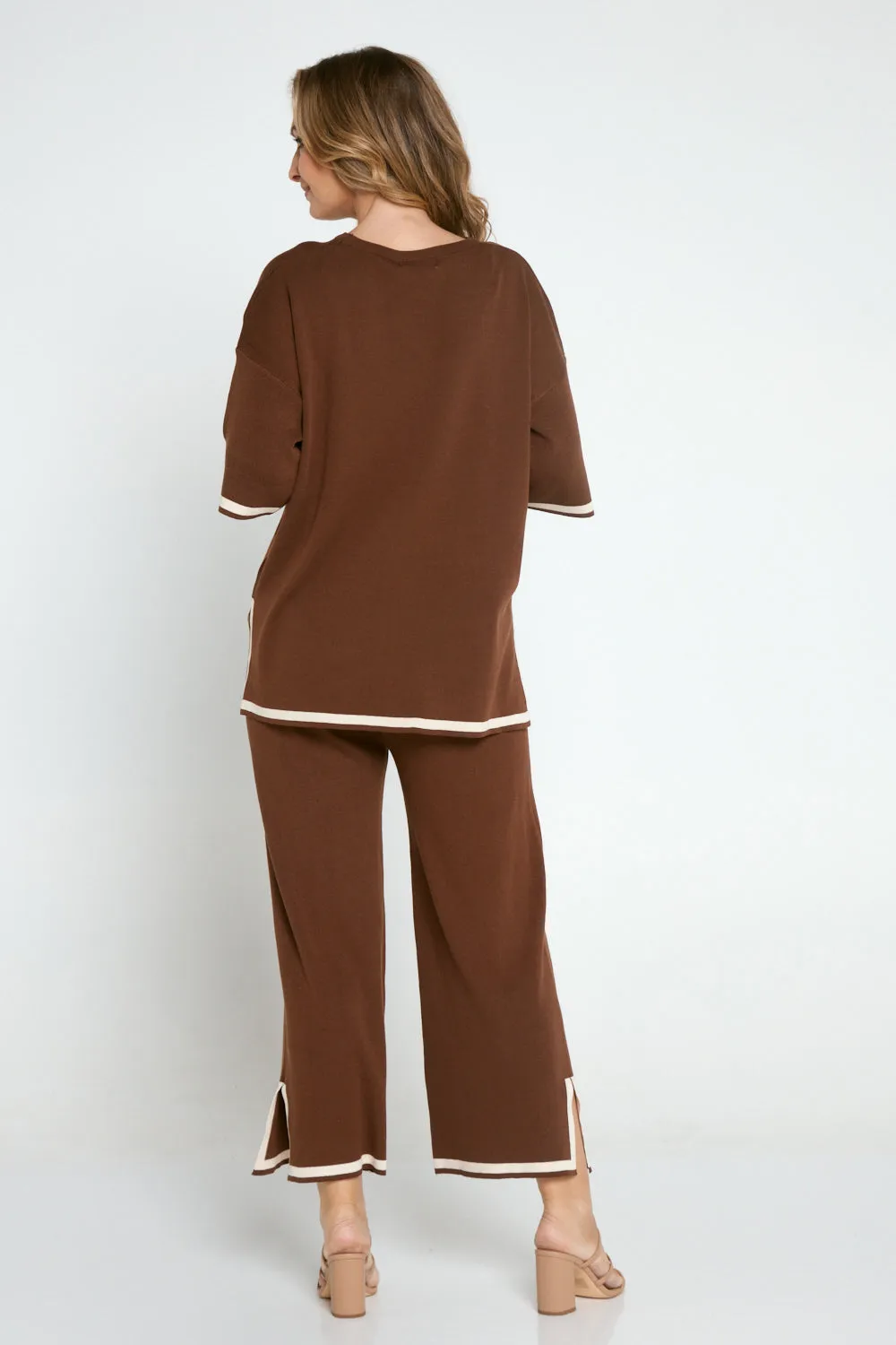 Regina Knit Top and Pant Set - Brown