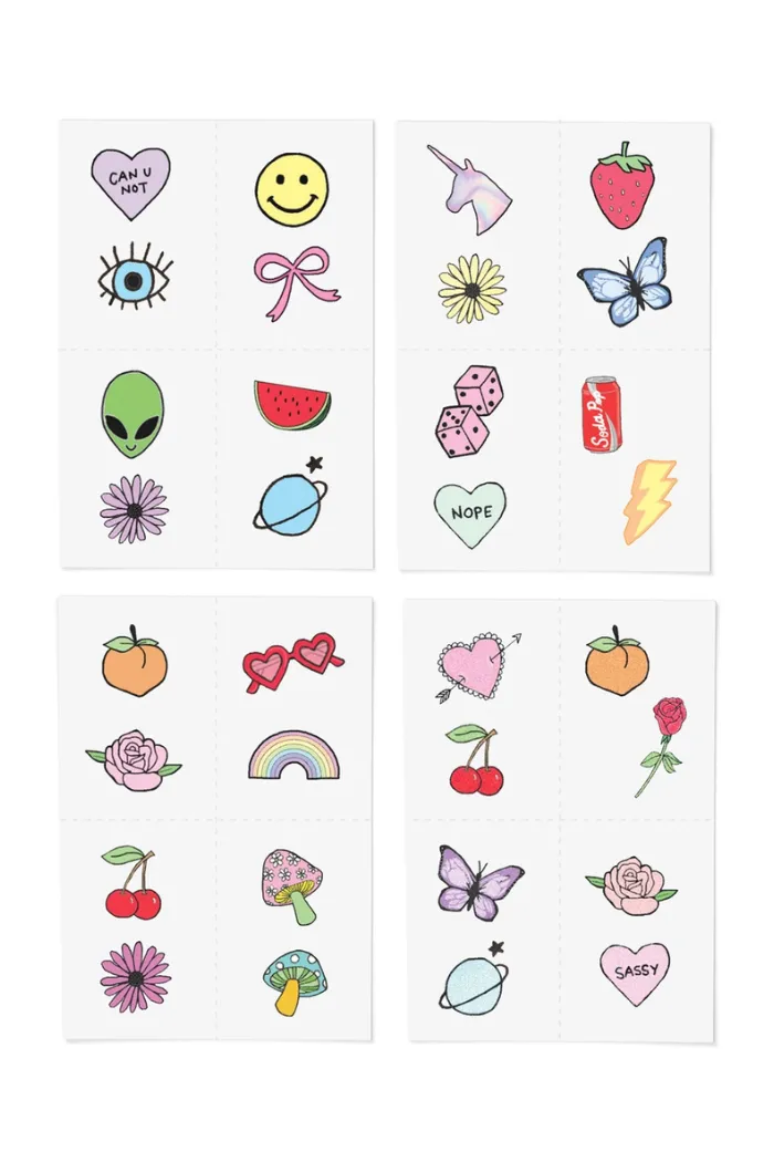 Retro Littles Temporary Tattoo Pack