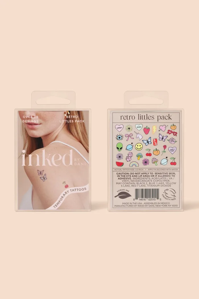 Retro Littles Temporary Tattoo Pack