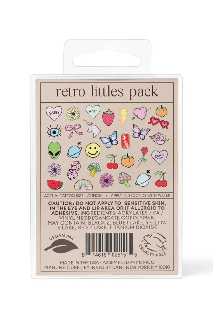 Retro Littles Temporary Tattoo Pack