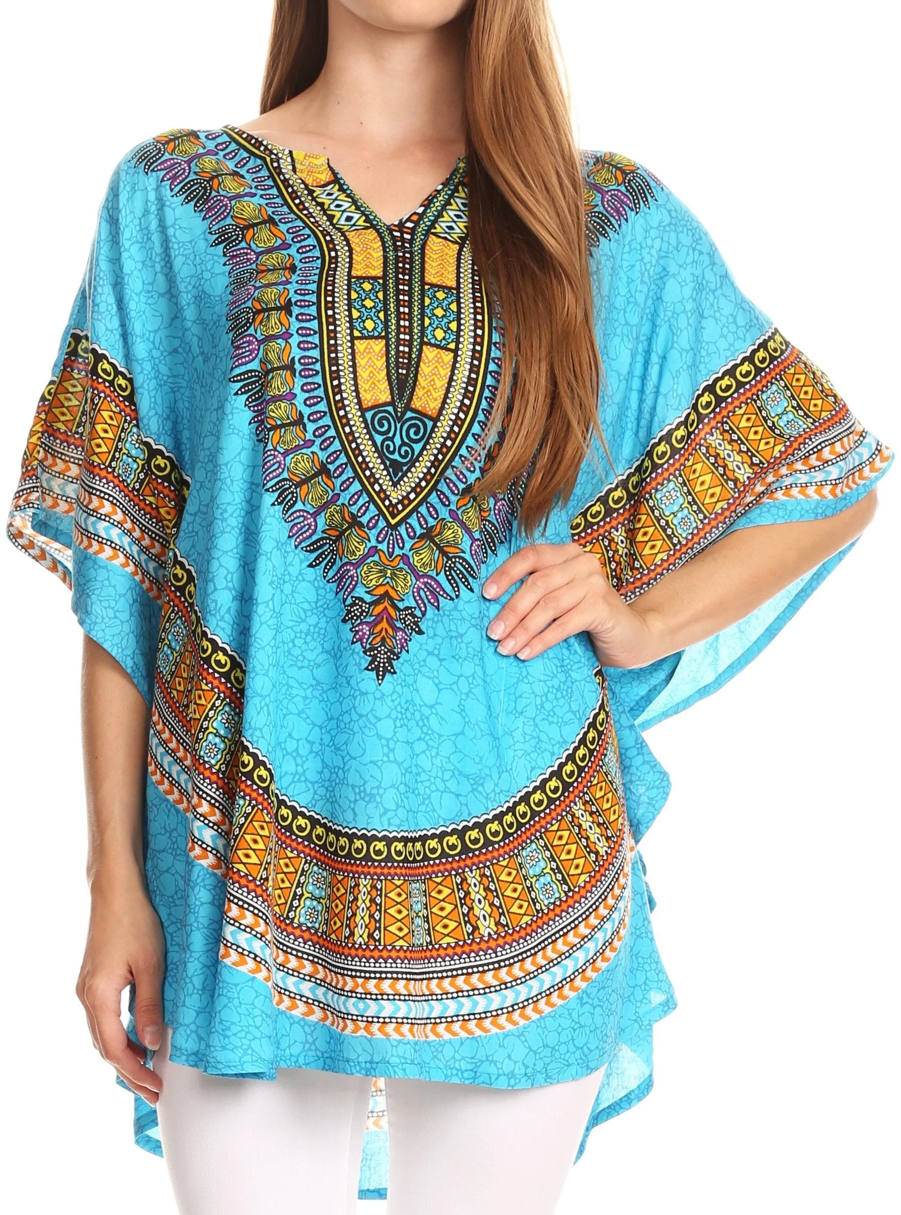 Sakkas Alba Tribal Circle Cover-up Tunic Vibrant Colors Relaxed