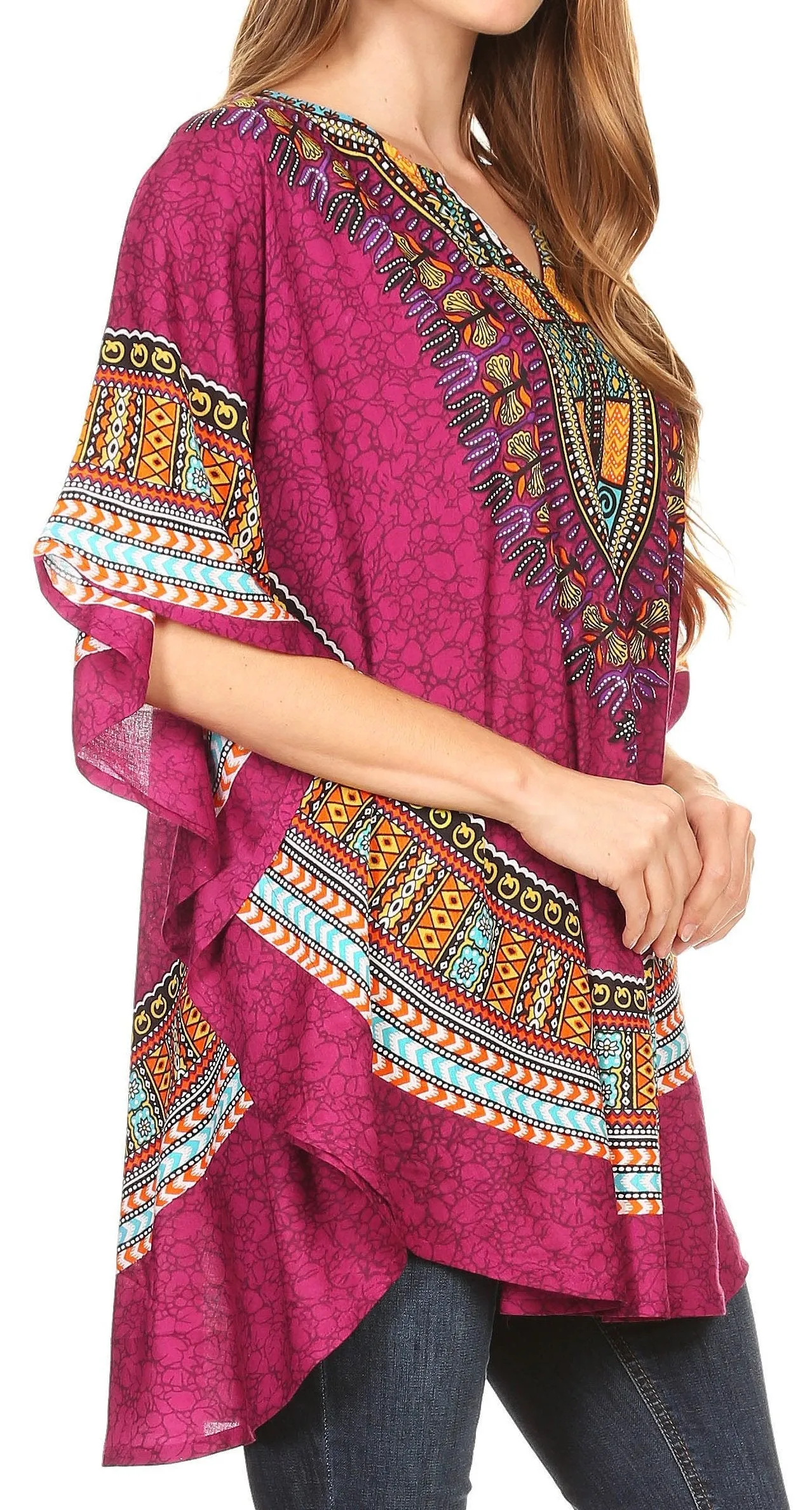 Sakkas Alba Tribal Circle Cover-up Tunic Vibrant Colors Relaxed