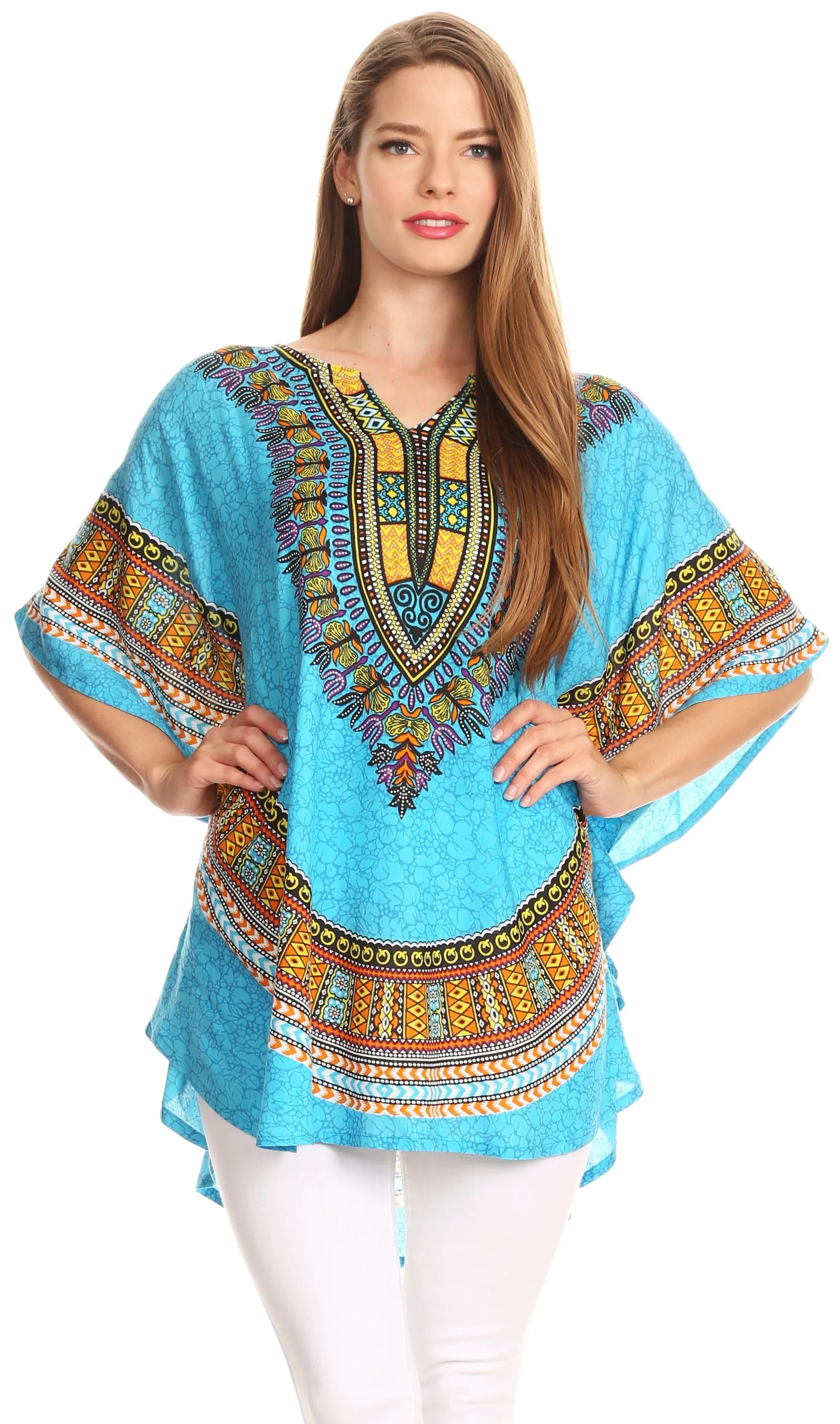 Sakkas Alba Tribal Circle Cover-up Tunic Vibrant Colors Relaxed