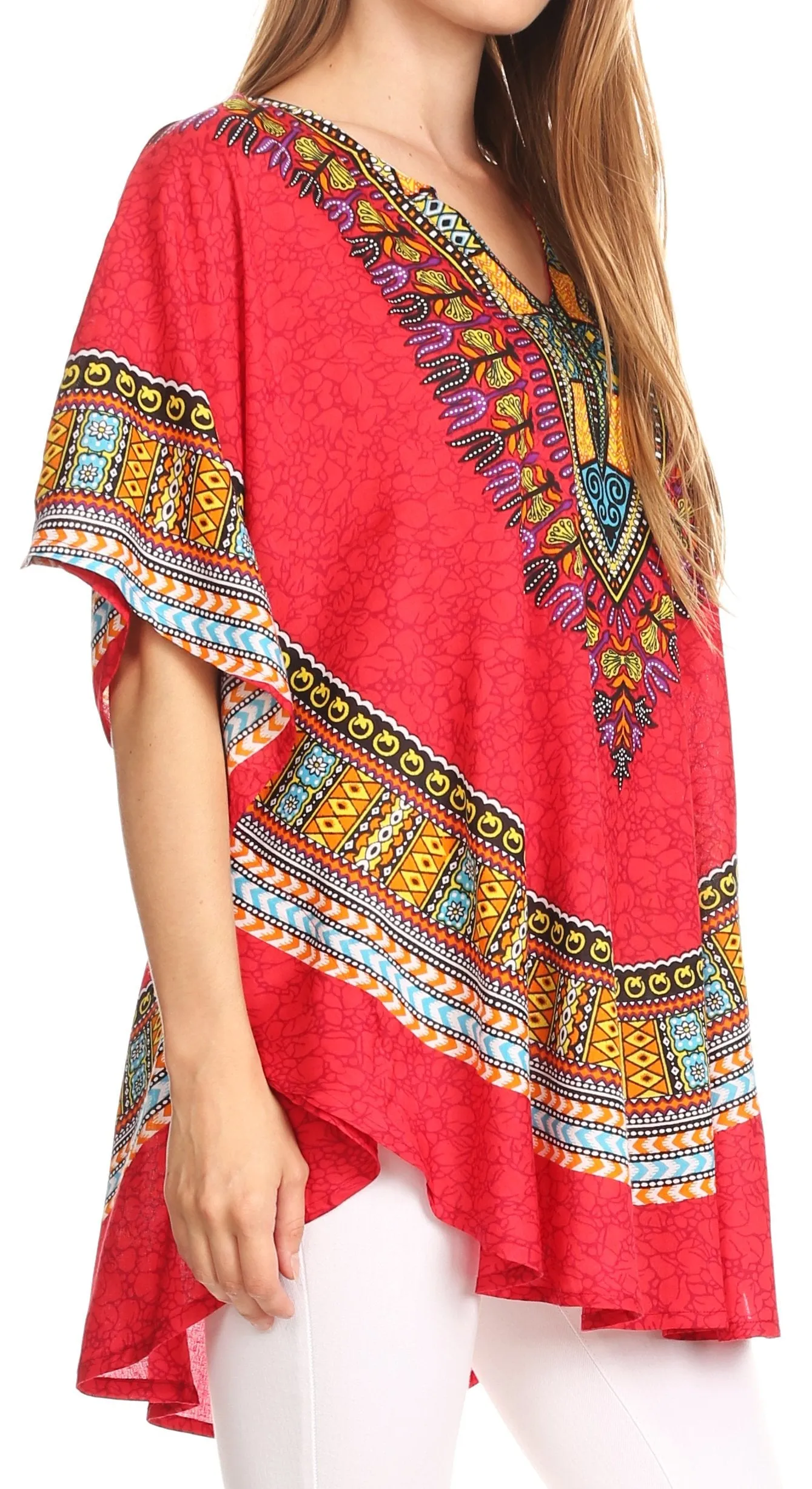 Sakkas Alba Tribal Circle Cover-up Tunic Vibrant Colors Relaxed