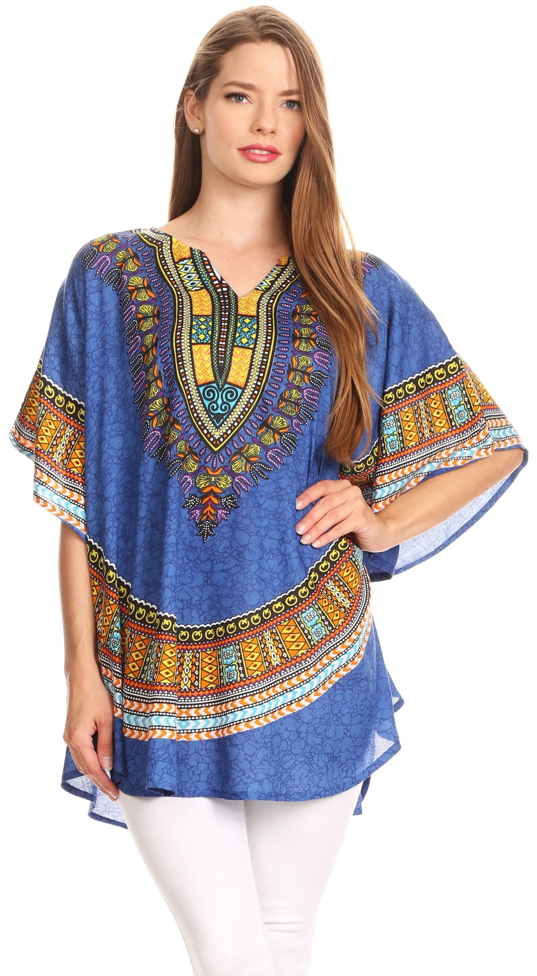 Sakkas Alba Tribal Circle Cover-up Tunic Vibrant Colors Relaxed