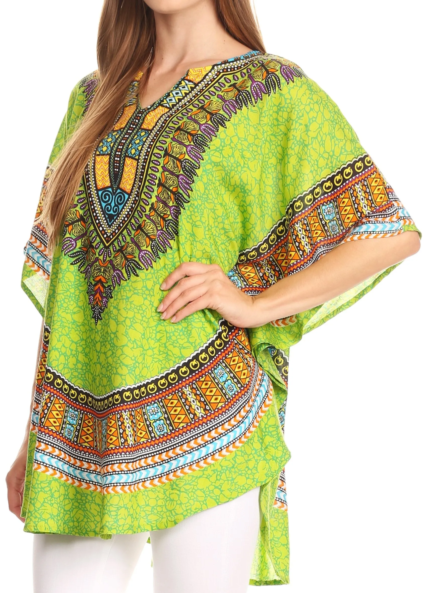 Sakkas Alba Tribal Circle Cover-up Tunic Vibrant Colors Relaxed