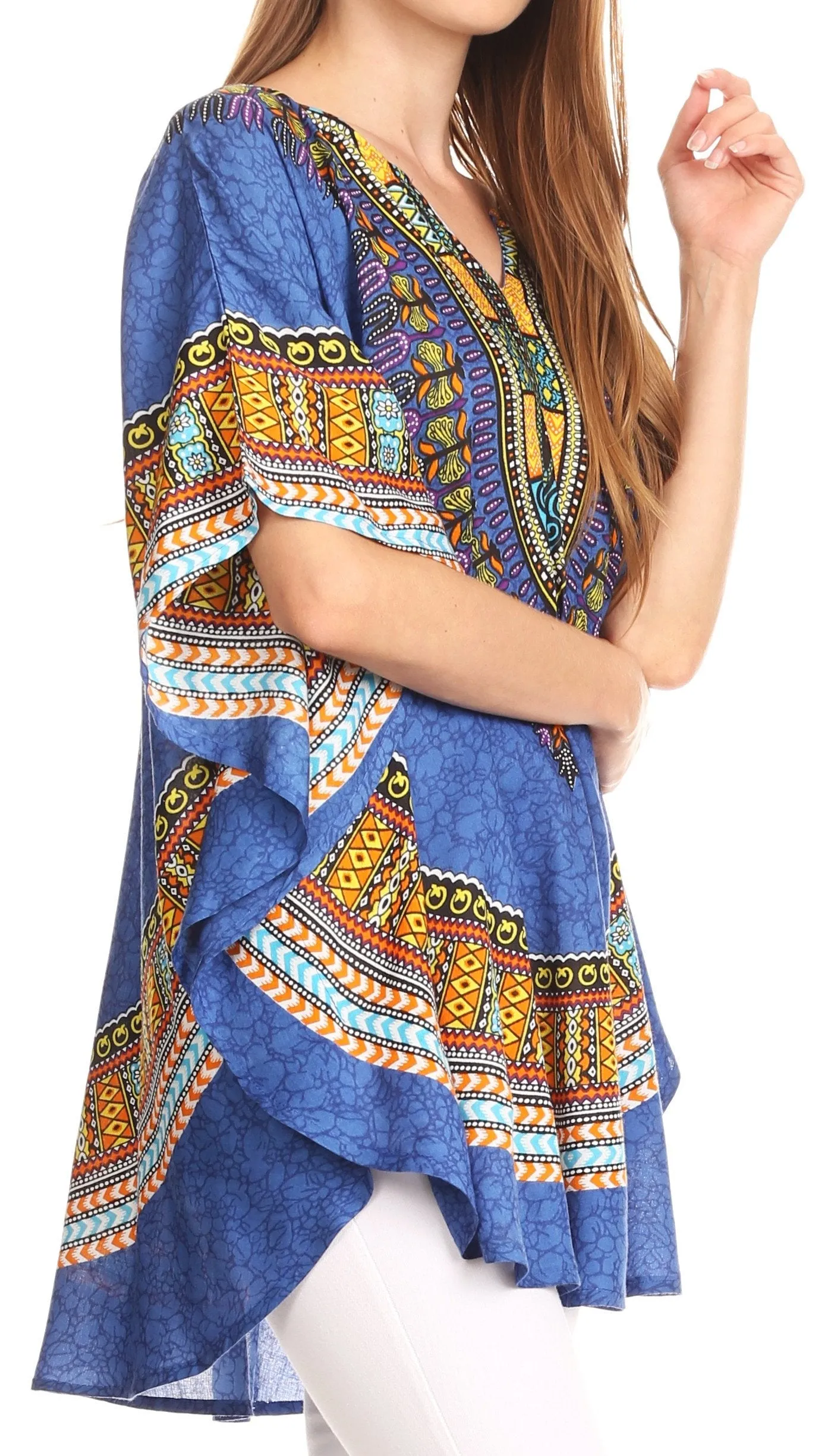 Sakkas Alba Tribal Circle Cover-up Tunic Vibrant Colors Relaxed