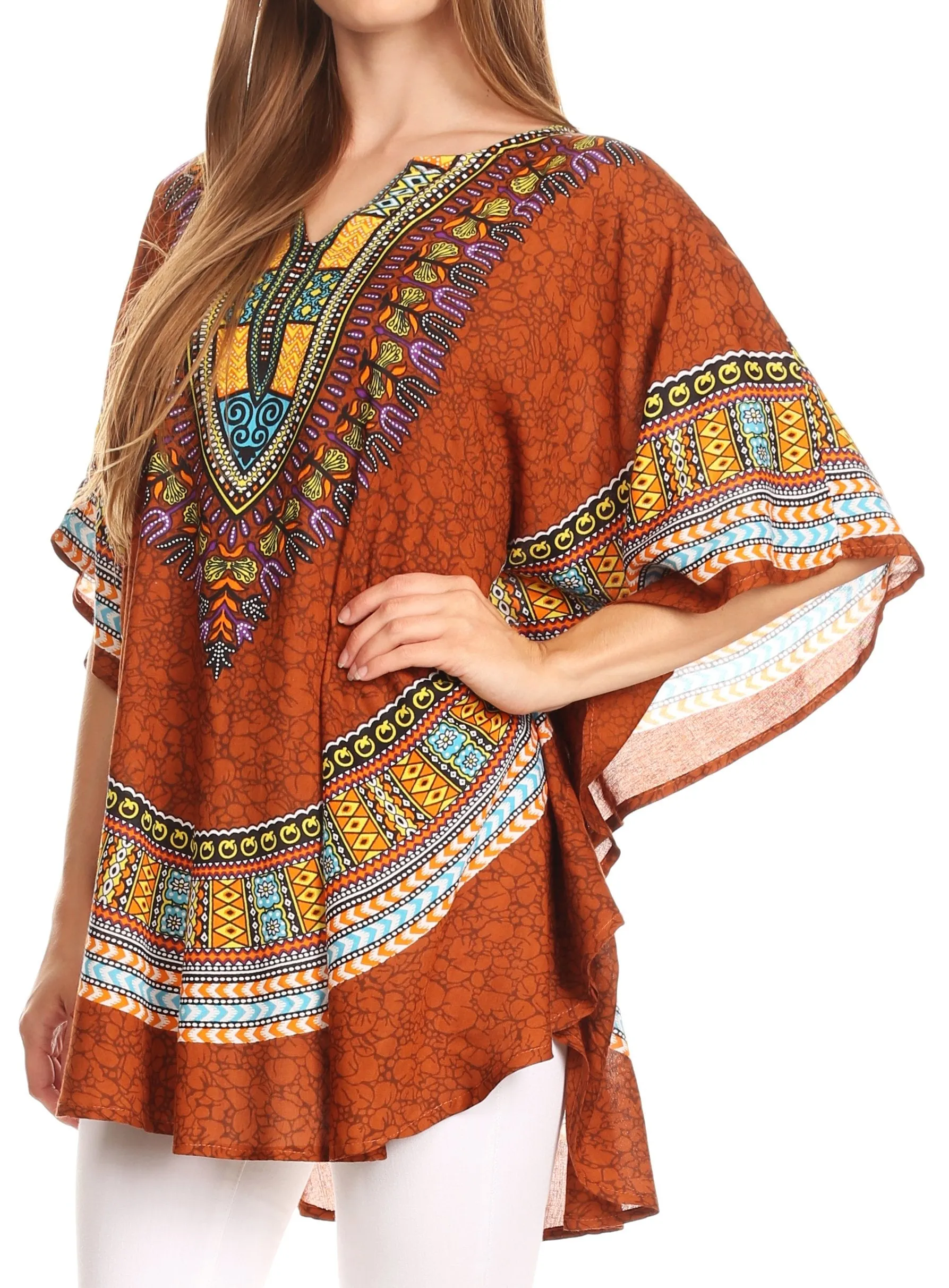 Sakkas Alba Tribal Circle Cover-up Tunic Vibrant Colors Relaxed