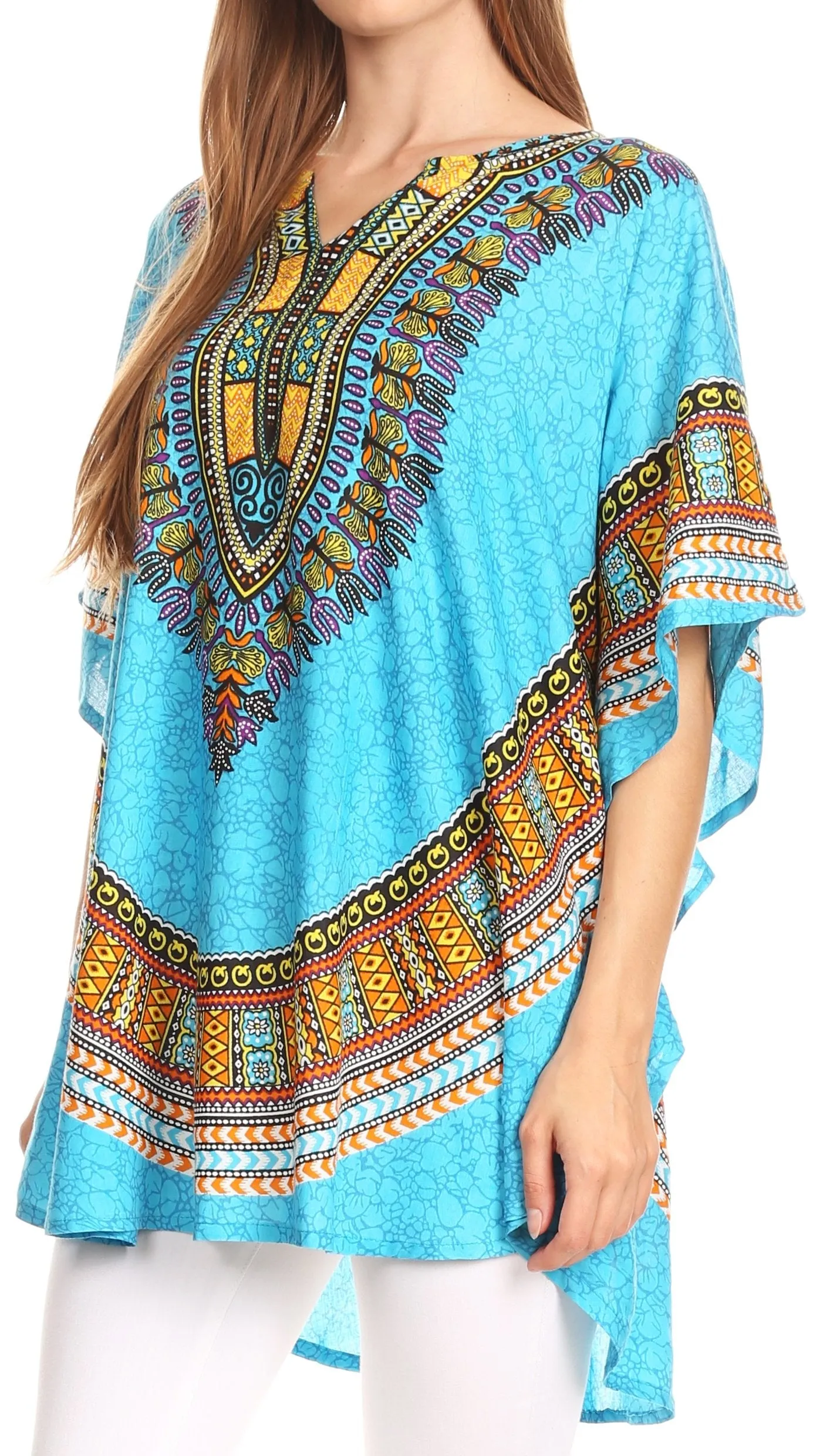 Sakkas Alba Tribal Circle Cover-up Tunic Vibrant Colors Relaxed