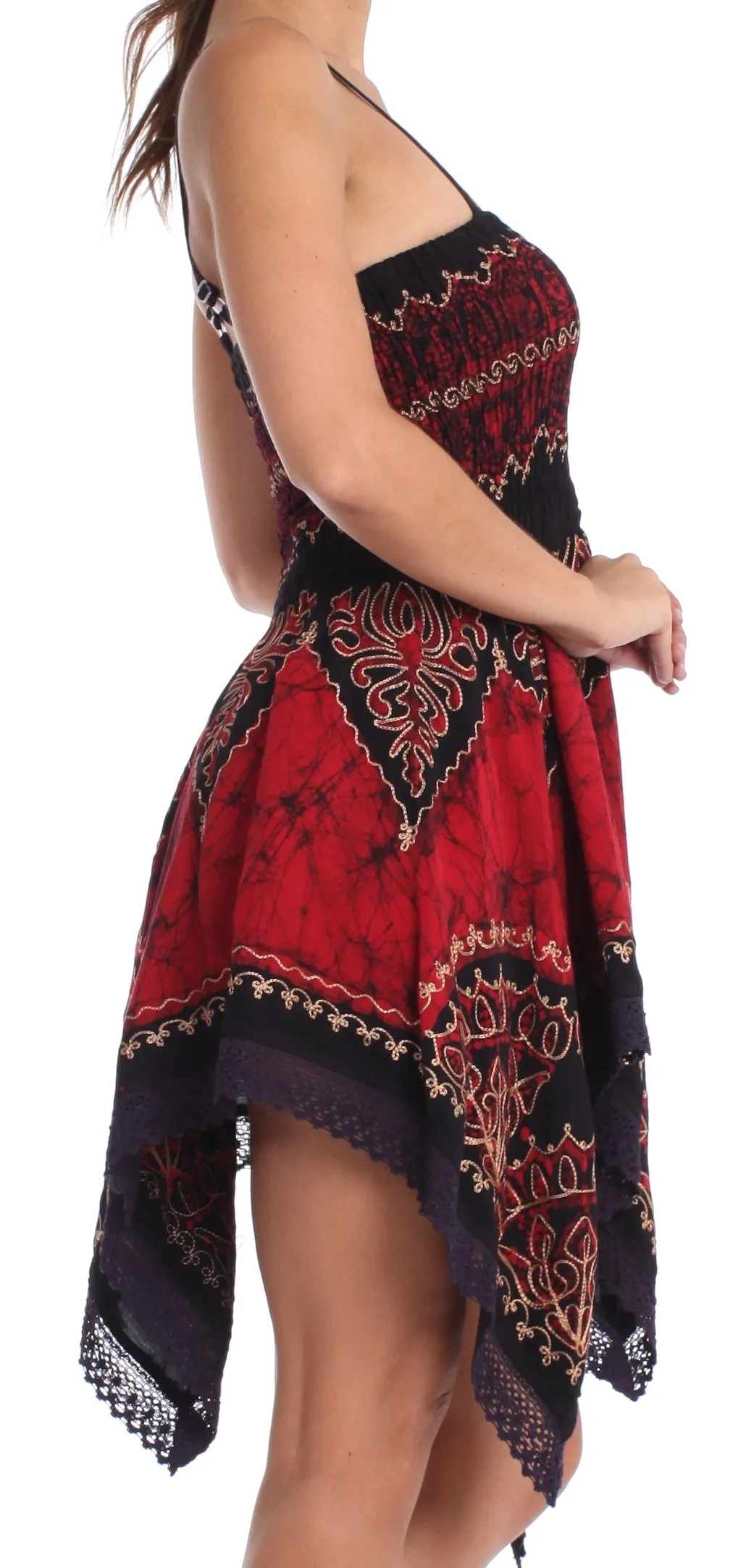 Sakkas Batik Handkerchief Hem Tunic Short Dress