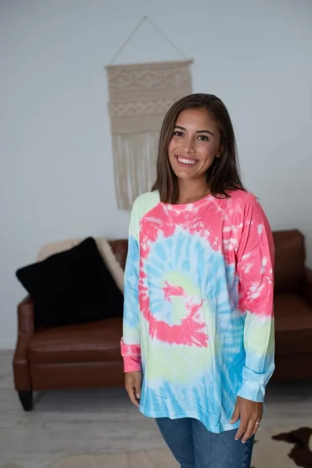 Sassy Swirl Tie Dye Tunic, Pink