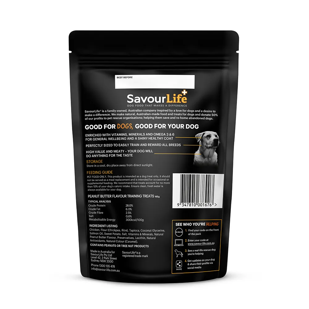 SavourLife Dog Treat Australian Peanut Butter Flavour Training Treats 165g