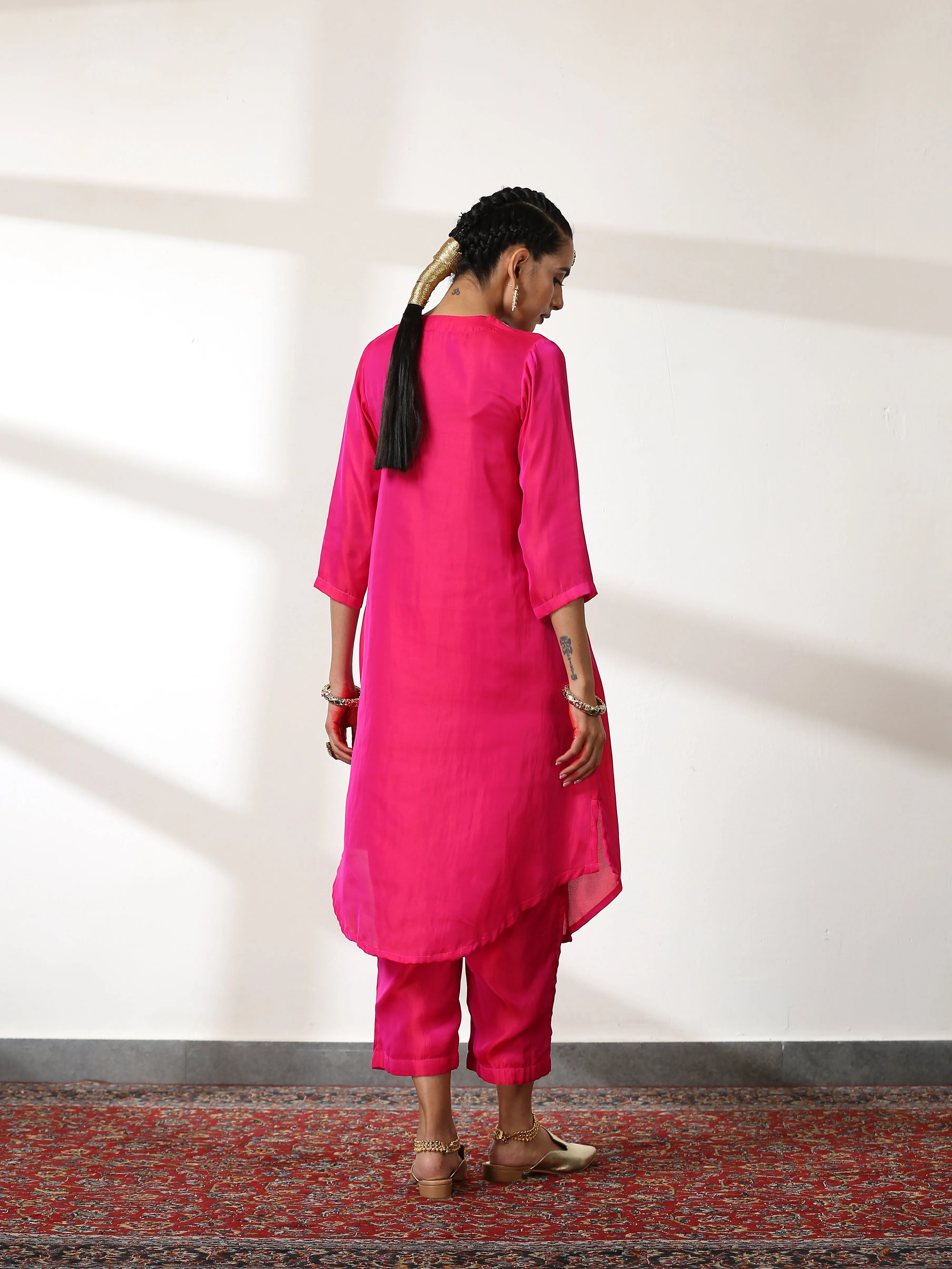 SET Fuchsia with Mirror Lace with Pants