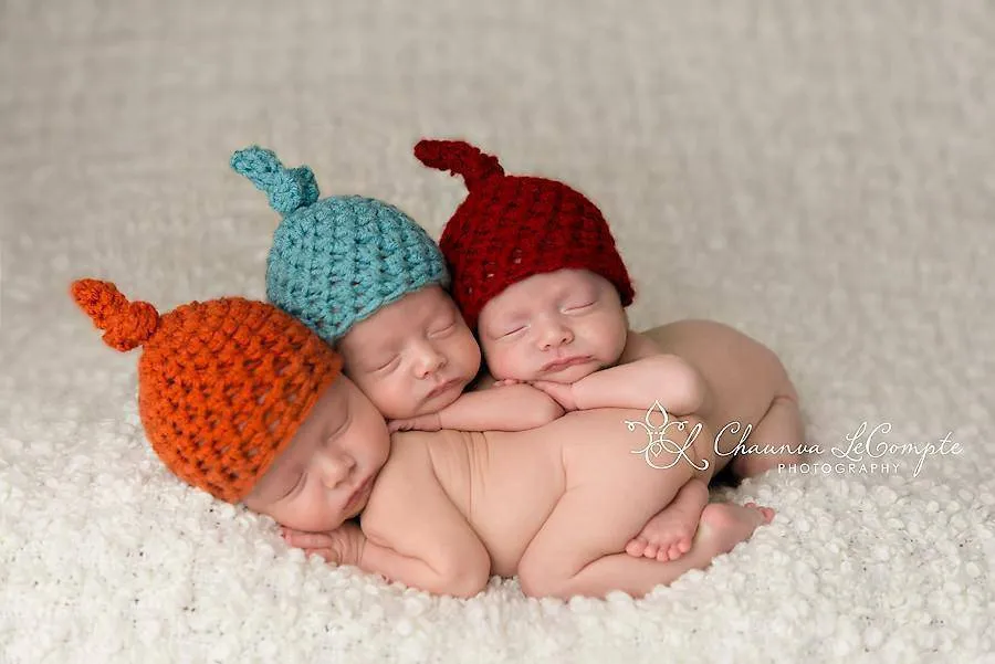 SET of 3 Newborn Baby Knot Hats - Your Choice of Colors