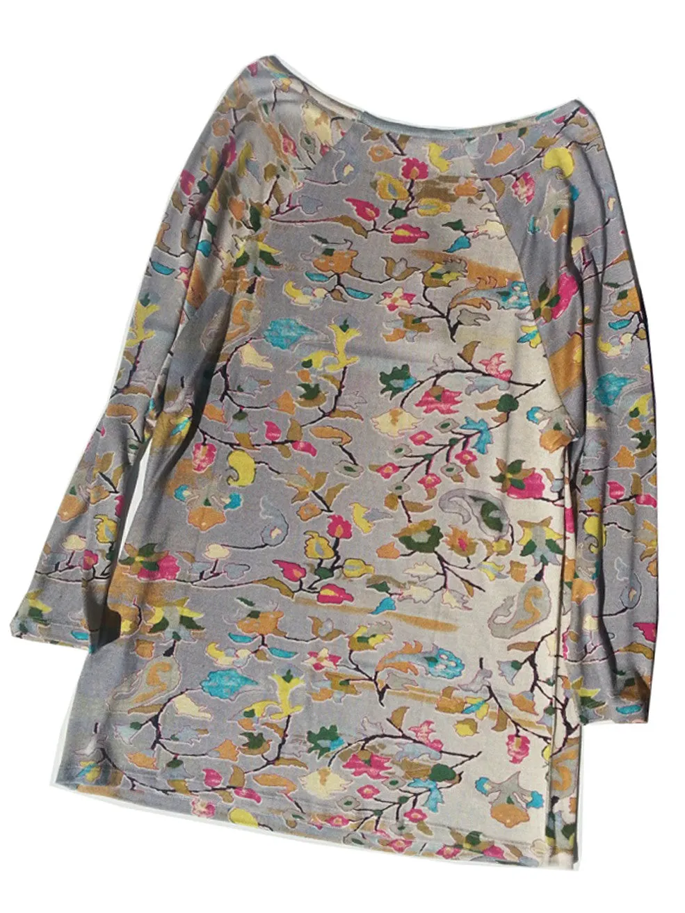 Silk Knit Long Tunic T Floral