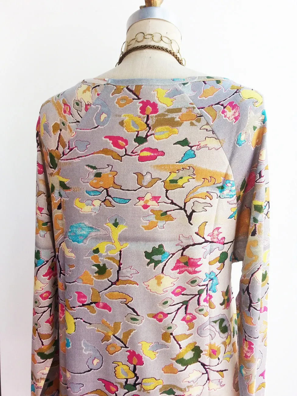 Silk Knit Long Tunic T Floral