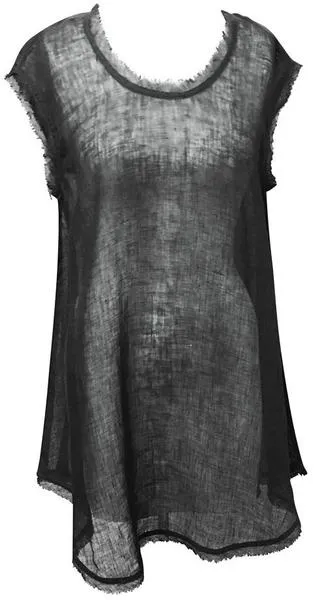 Sleeveless Gauze Tunic in Black