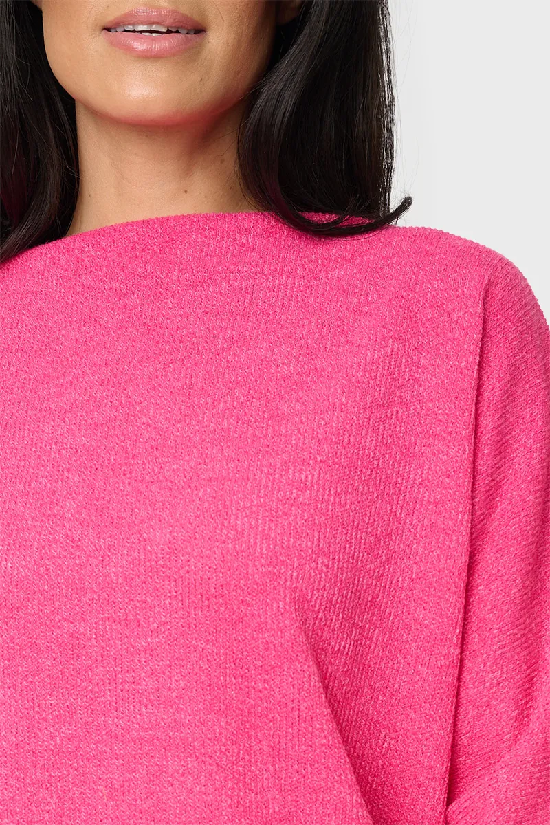 Slouchy Knit Chenille Open Neck Sweater