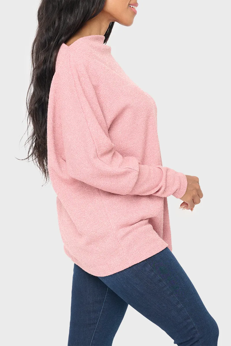 Slouchy Knit Chenille Open Neck Sweater