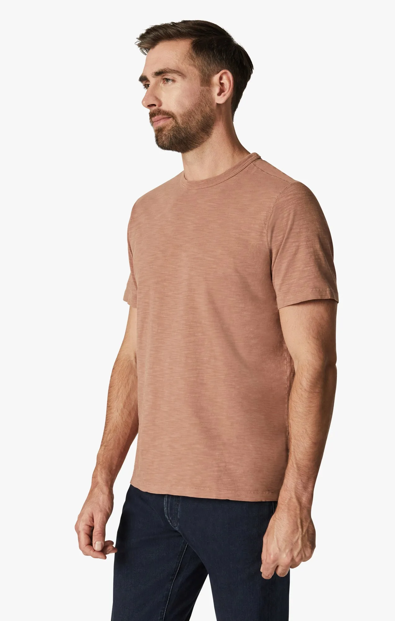 Slub Crew Neck T-Shirt in Argan Oil