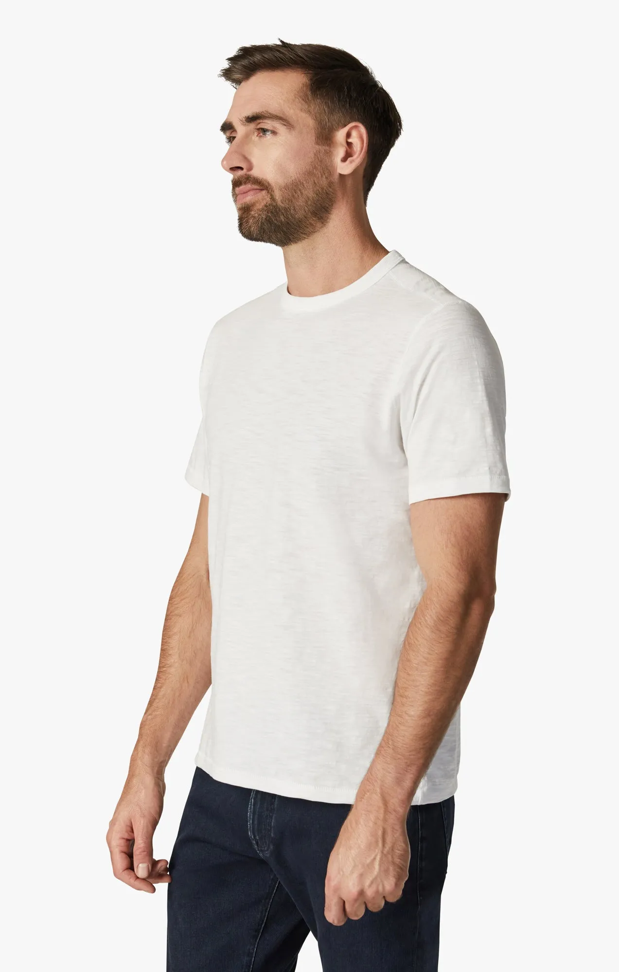 Slub Crew Neck T-Shirt in White