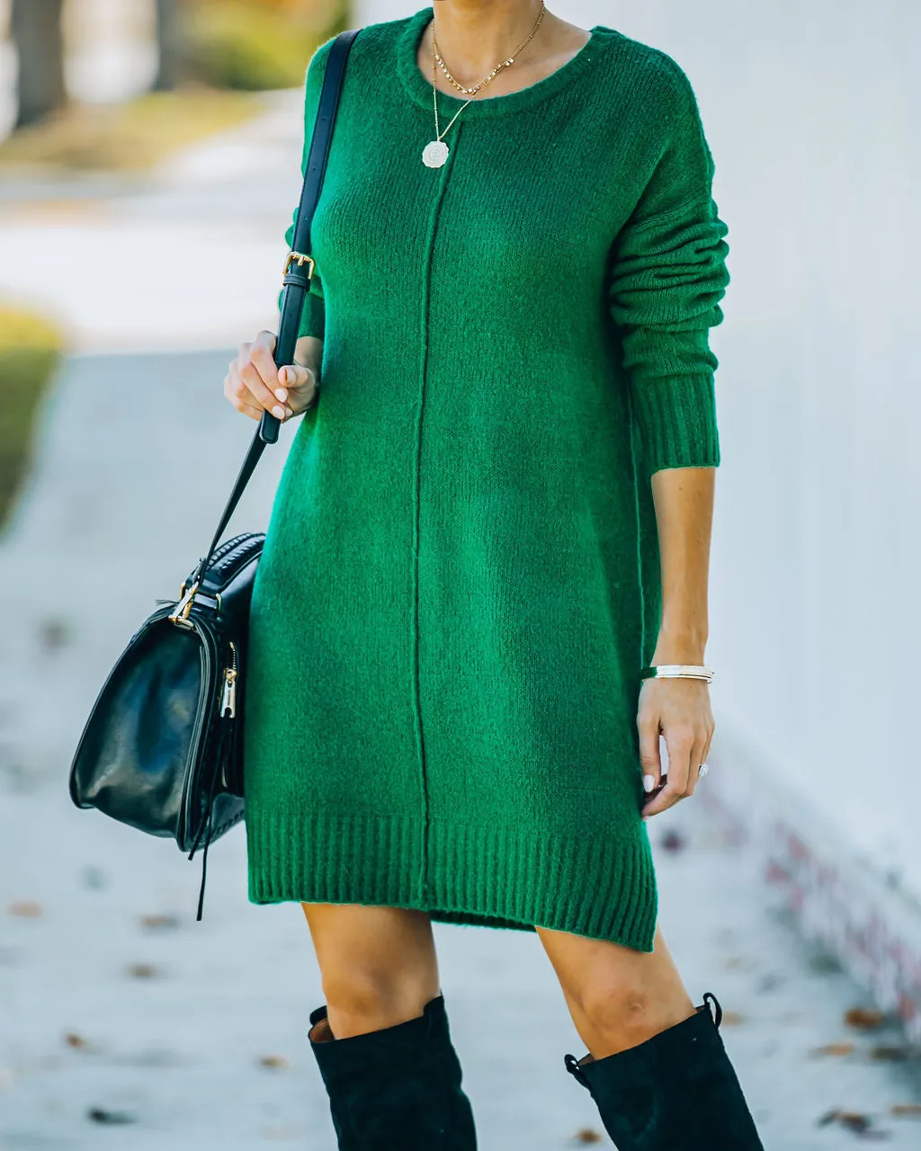 Smoky Mountain Sweater Dress - Green