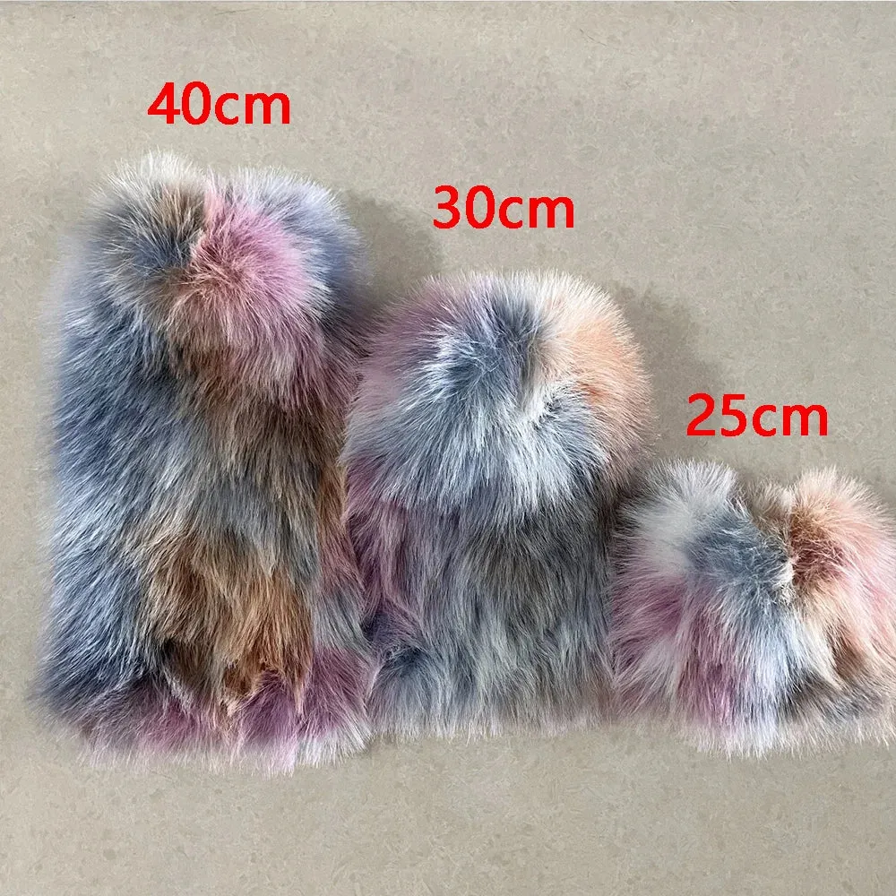 Sohiwoo Cute Rainbow Colorful Faux Fur Leg Warmers Fairy Leggings Plush Socks Gothic Boots Cover Harajuku Night Club Party Accessories