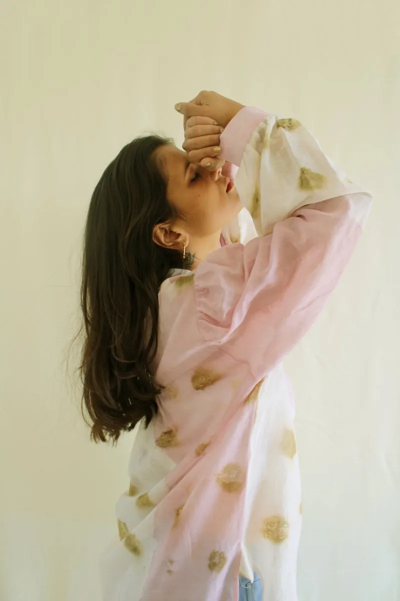 Sora Handwoven Mul Shirt Temple Roses And Lac Pink