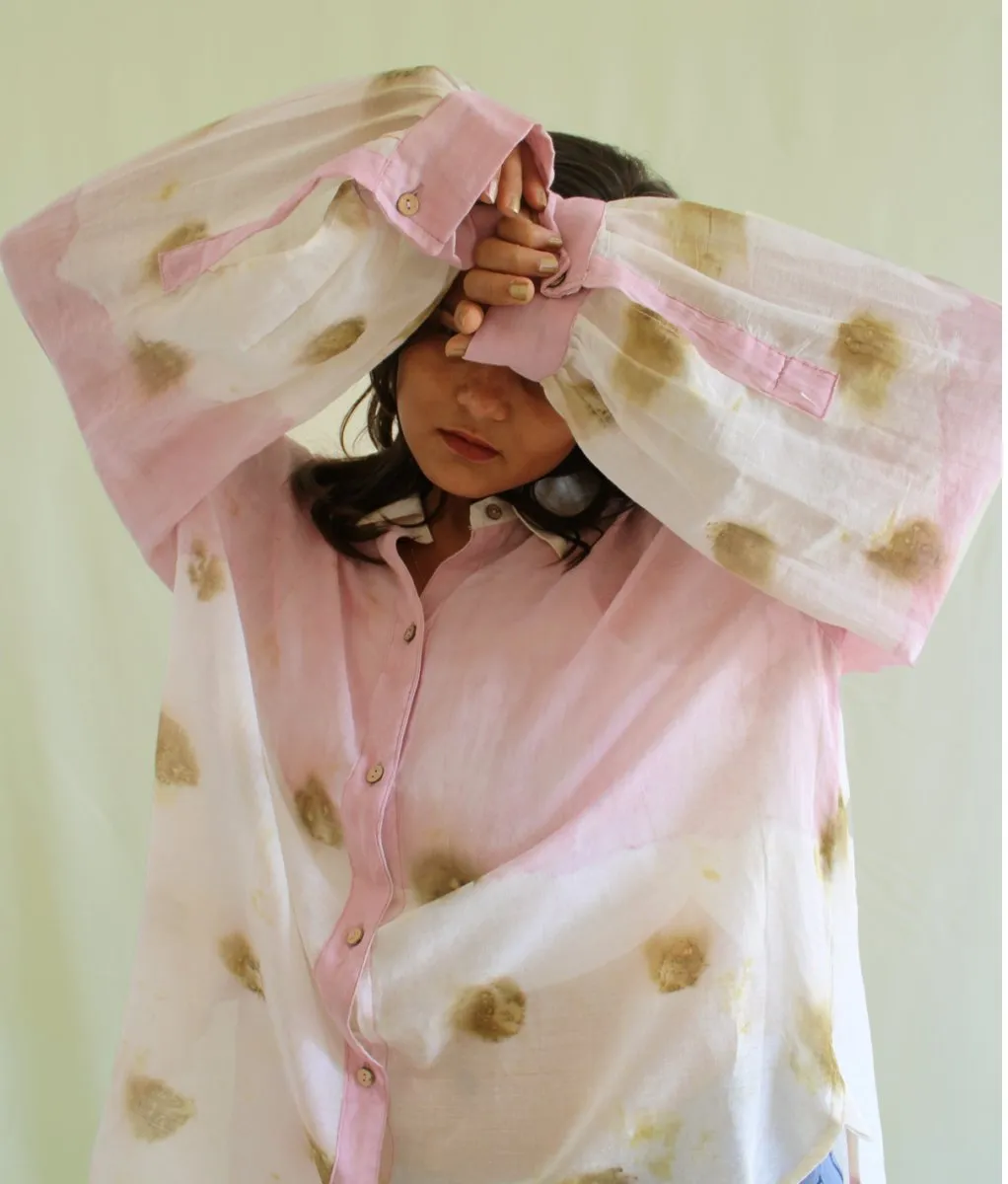 Sora Handwoven Mul Shirt Temple Roses And Lac Pink