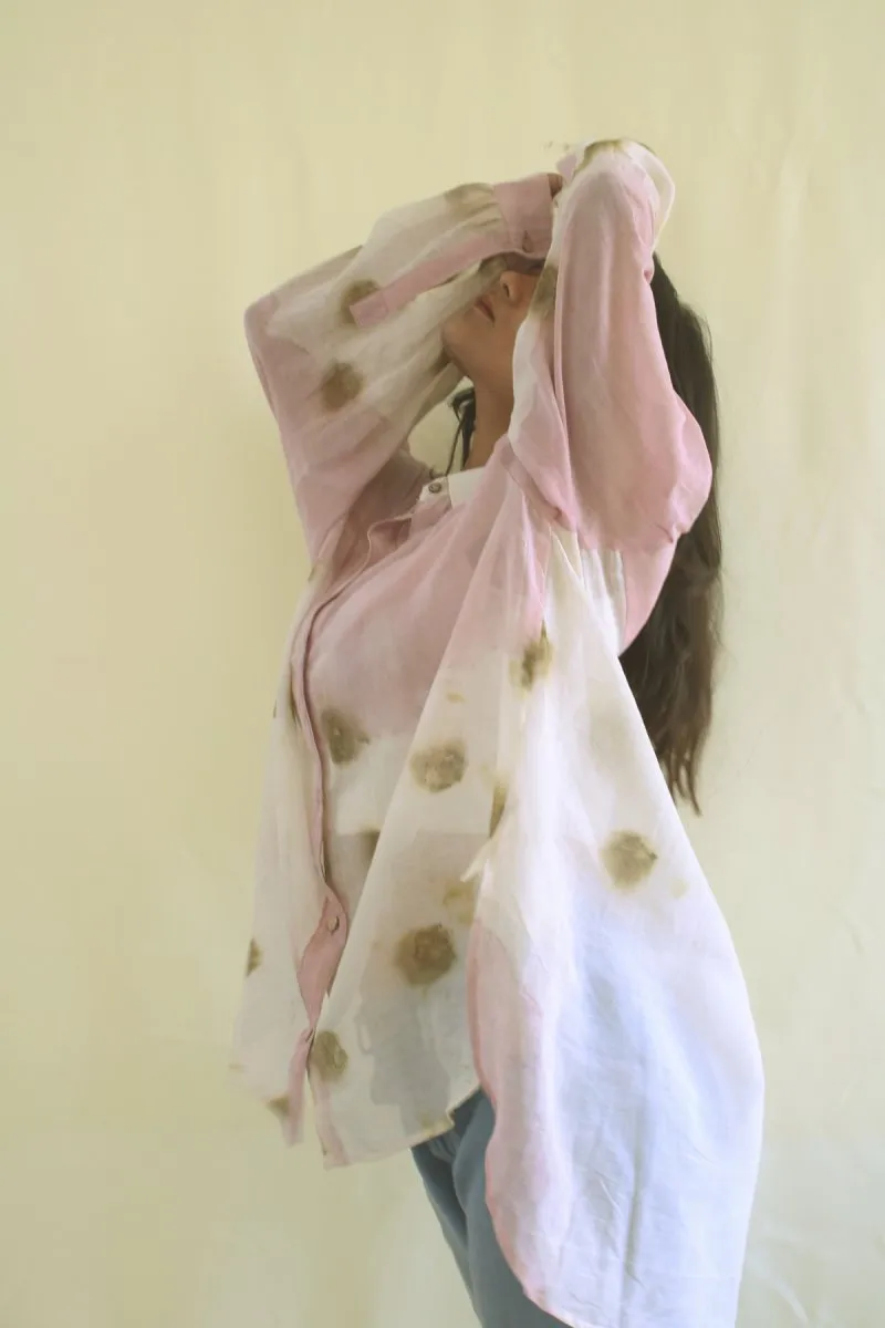 Sora Handwoven Mul Shirt Temple Roses And Lac Pink