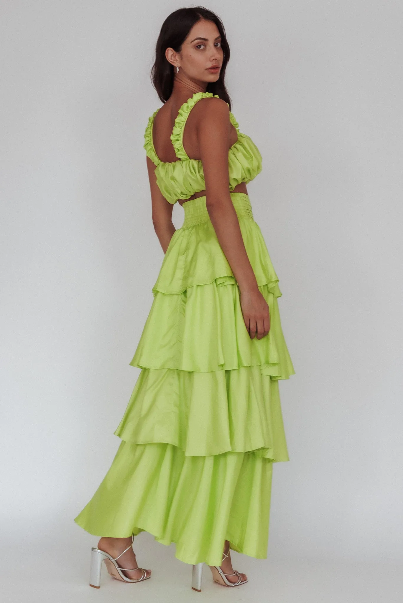 Sozo Layered Maxi Skirt Lime