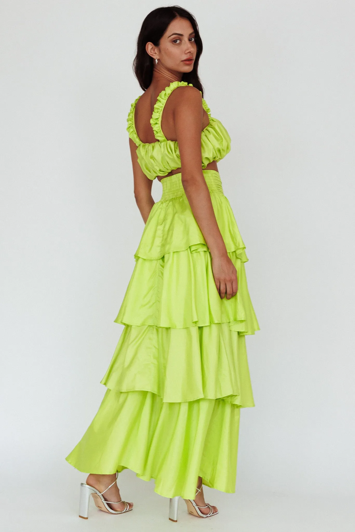 Sozo Layered Maxi Skirt Lime